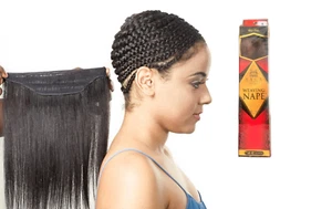 SAGA Remi Capelli Umani Tessuto Nape Color 4 (Marrone Medio) Milyway Durevole Flexi - Foto 1 di 8