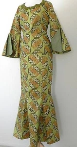 Vintage 2PC Bell/Slit Sleeve Scoop Neck Top/Mermaid Maxi Skirt Size S - Picture 1 of 10