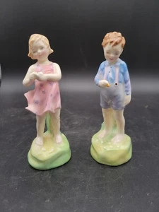 Royal Daulton He She "Loves Me Not" Boy Girl Figurines - Picture 1 of 5