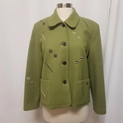 Deborah Cross Designer Wearable Art Limited Edition Green Boho Tribal Coat - Image 1 of 4