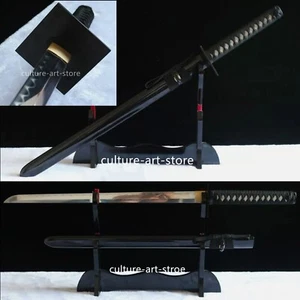 Japanese Samurai Straight Sword T10 Steel Clay Tempered Wakizashi Sharp - Picture 1 of 13