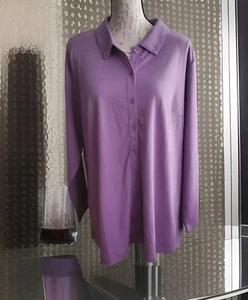 Isaac Mizrahi Live Pima Baumwolle Tunika Bluse Damen 1X Petite Knopfleiste lila - Bild 1 von 9