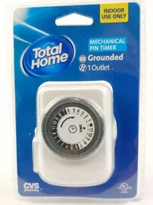 Total Home Innenbereich nur geerdet 24 Stunden mechanischer Pin-Timer mit 1 Steckdose - Bild 1 von 2