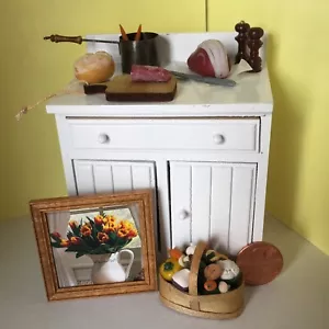 Dollhouse Miniature farm Kitchen Lot of 1:12 scale Handcrafted basket, food - Picture 1 of 12