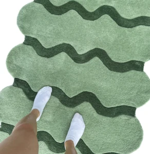 Sculpted Edge Hand Tufted Rug, Wavy Wool Area Rug Irregular Shape - Picture 1 of 6