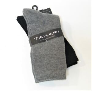 2 PR Tahari w/ Wool Cashmere Blend Boot Socks Pink Flat Knit Grey / Black