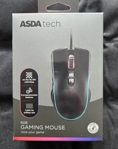 RGB gaming mouse Asda tech 6 programmable buttons Braided cable New unopened - Afbeelding 1 van 2