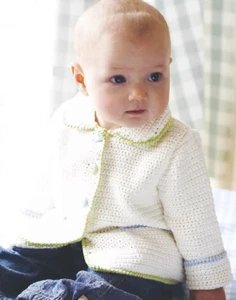0575 Crochet Baby's Cute Jacket Cardigan 6-36mths 4ply - Vintage Pattern Copy - Picture 1 of 1