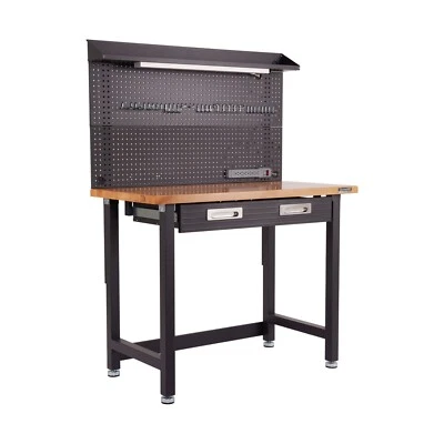 Centro de trabalho Seville Classics UltraHD iluminado com pegboard, 48" L x 24" P x 65,5" A - Imagem 1 de 4
