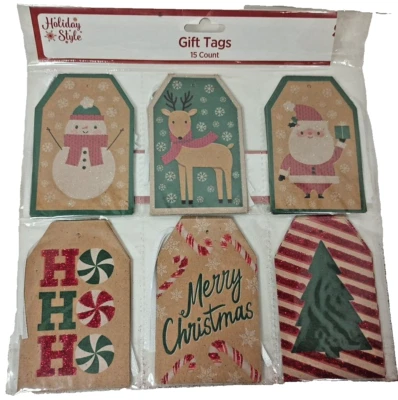 HOLIDAY STYLE 30 Christmas Tags 3 X 2.5 inch Craft White Ribbon Tie on Style