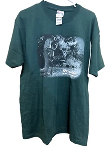 VTG GRANDPA MY BEST FISHING BUDDY SZ L GREEN GRAPHIC T SHIRT - Picture 1 of 10