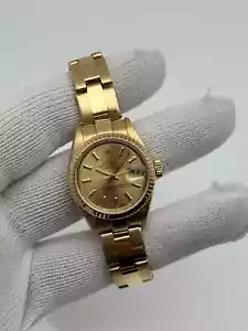Rolex Damen Datejust 26mm 18K Gelbgold Stecken Champagner Zifferblatt Uhr 69178 - Bild 1 von 6