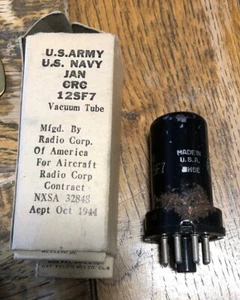 Vintage WW2 1944 US ARMY / NAVY JAN-CRC-12SF7 Radio Corp Vacuum Tube - Untested - Picture 1 of 2