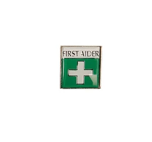 FIRST AIDER GREEN ENAMEL METAL BADGE - EASY IDENTIFICATION - Picture 1 of 3