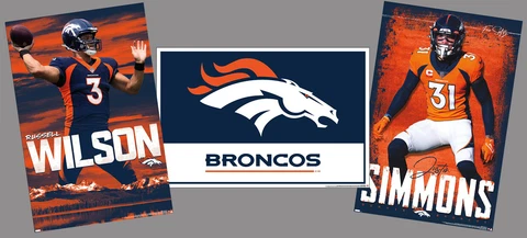DENVER BRONCOS NFL Football Posters 3-POSTER COMBO SET Russell Wilson, Simmons + Cover