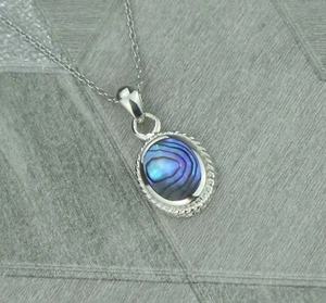 Lucky Aquarius Vintage Oval Sterling Silver February Birthstone Pendant Necklace - Picture 1 of 1