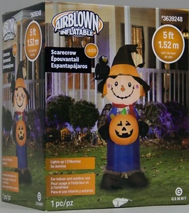 Halloween Gemmy 5 Ft Scarecrow with Pumpkin Airblown Inflatable NIB - Picture 1 of 2