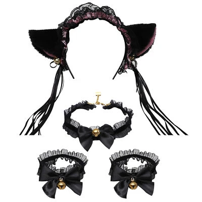 Juego de 4 brazaletes gargantilla diadema campana encaje lolita disfraces fiesta mujeres niñas Foto 1 de 4