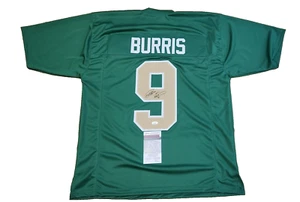Camiseta deportiva firmada por Jeff Burris autografiada verde claro JSA #9 Notre Dame irlandesa JSA - Imagen 1 de 2