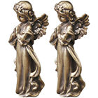 2 Copper Praying Angel Figurines Girl Wing Statue Collection