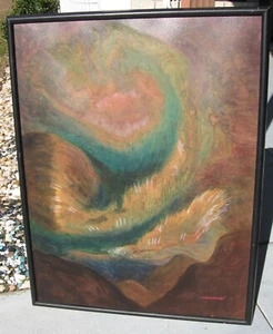 J. H. Bustanoby Art on Canvas Board Mix media Painted Color Bursts Framed 37.5" - Picture 1 of 15