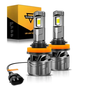 AUXBEAM Canbus H11 H9 H8 LED Headlight Bulb Low Beam 100W 28000LM 6500K White 2x - Picture 1 of 12