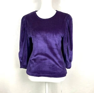 Top vintage años 80 Mister Noah púrpura terciopelo manga abullonada mangas pintuck talla M - Imagen 1 de 5