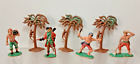 CHARBENS 1/32 Pirates  vintage plastic toy soldiers ENGLAND 4x + decor palm tree