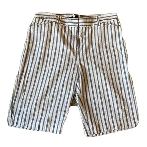 Jones New York Pinstripe Sport Stretch Shorts Womens Striped Black White - Picture 1 of 5