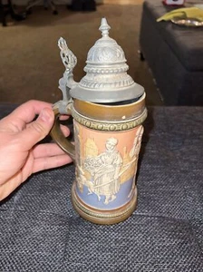 Hauber Reuther Deutscher Bierkrug 1/2 L Holzhacker Schaf wie abgebildet - Bild 1 von 7