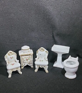 5 Teile Porzellan Puppenhaus Möbel Vintage - Bild 1 von 9