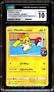 CGC 10 GEMAS COMO NUEVAS Pikachu en la pelota 001/005 Fútbol sala PROMOCIÓN Tarjeta de Pokémon - Imagen 1 de 2