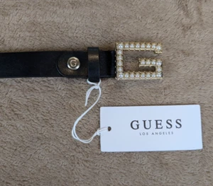 Guess Los Angeles Womens Sz M Faux Leather Belt Made Italy G Buckle 36"L NWT - Picture 1 of 12