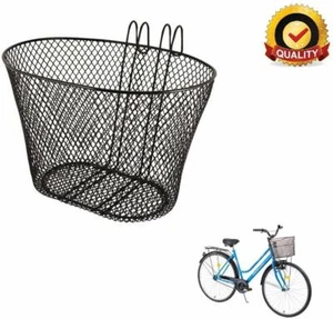 CESTINO ANTERIORE FILO CON GANCI BICICLETTA CESTO BICI FERRO NERO PORTA TUTTO - Foto 1 di 3