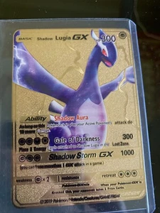 Gold Foil Display Custom Shadow Lugia Gx Card Near Mint 300hp Shadow Storm Gx - Picture 1 of 2