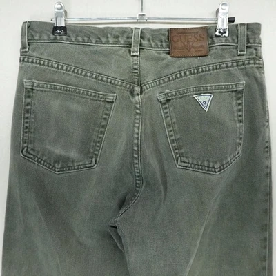 Vintage Guess Jeans Mens 32x30 Green Classic Straight Leg Made in USA 90s - Image 1 of 4