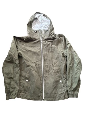 J. Chaqueta de lluvia Crew verde oliva Anorak para mujer talla M parka utilitaria con capucha Foto 1 de 4