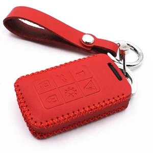 Red Leather Smart Key Fob Cover Case for Volvo V40 XC60 V60 S60 XC70 6 Buttons - Picture 1 of 5