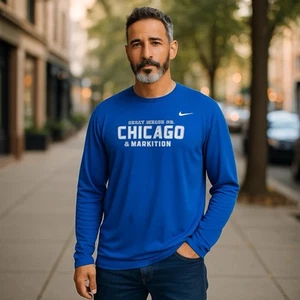 Camisa de maratón azul manga larga Nike Dri-Fit para hombre, XL - Imagen 1 de 4