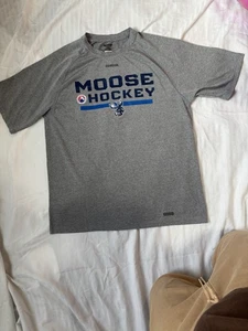 Elch Hockey grau Herren Kurzarm Shirt Reebok Large - Bild 1 von 6