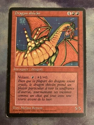 FBB Dragon of Mount Shiv French MTG Revised 3ED Black Frame Plaid Old Condition - Image 1 of 4