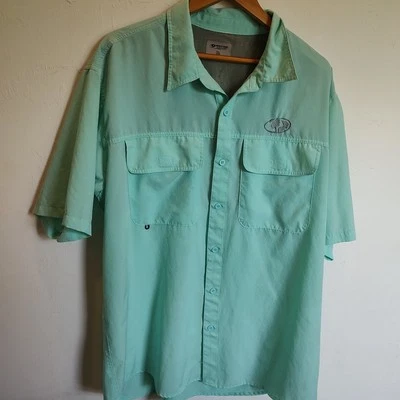 Mossy Oak Fishing Shirt Men's Sz XL Button up Short sleeve Aqua Vented - Image 1 of 4