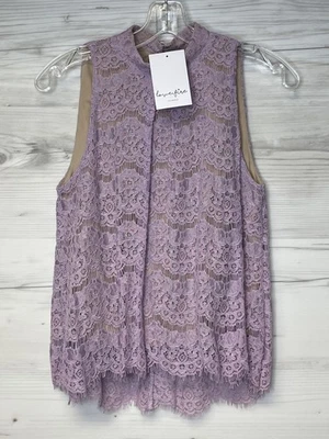 Blusa Love Fire de encaje sin mangas para mujer pequeña púrpura cuello falso forrada floral Foto 1 de 4
