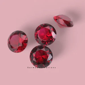 Lab grown Red Ruby Loose Gemstone 6.5 mm for jewelry making Round Cut VVS1 - Picture 1 of 6