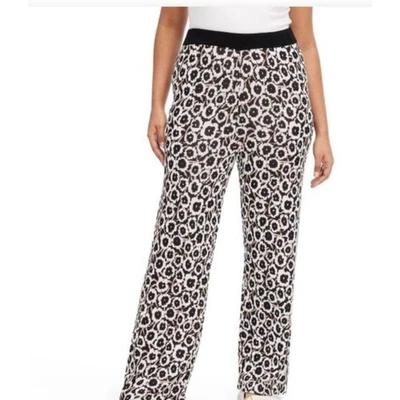 Nuevo con etiquetas Pantalones Tejidos Diane Von Furstenberg Leopardo Estampado Floral Negro Blanco Talla S Foto 1 de 4
