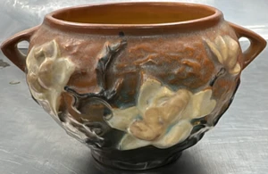 Vintage Roseville Art Pottery Brown Magnolia Small Jardiniere 665 (B146) - Picture 1 of 6