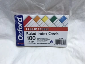 NEW SEALED Oxford Color Coded Ruled Index Cards 3 x 5 #04753 - Picture 1 of 5