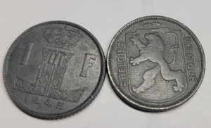 Belgien 40er Jahre HOCHWERTIG (WW2) Zink 1 Franc 35 Münzen Rolle SAMMLUNG #G10093 - Bild 1 von 3