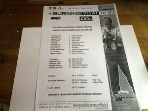 Southampton reserves v Arsenal combination football team sheet 03/4 - Picture 1 of 1