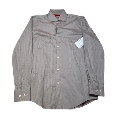 HUGO Slim Fit Dress Shirt Mens Medium 15 Light Red Easy Iron Long Sleeve NEW $98 - Image 1 of 4